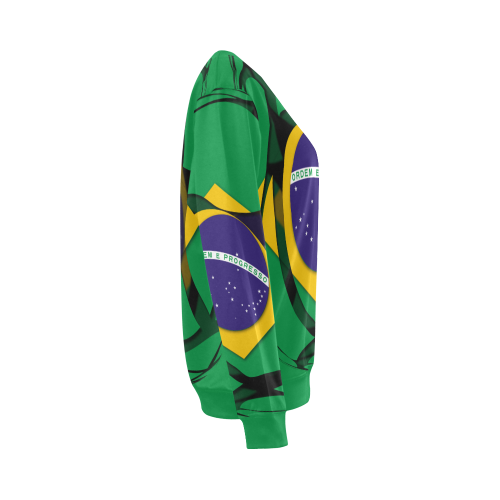 The Flag of Brazil All Over Print Crewneck Sweatshirt for Women (Model H18)