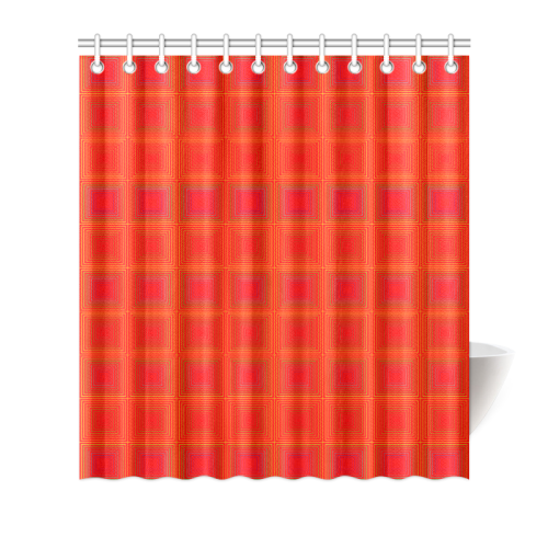 Red orange multicolored multiple squares Shower Curtain 66"x72"