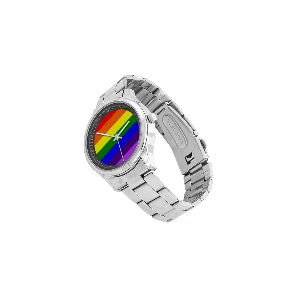 Rainbow Flag (Gay Pride - LGBTQIA+) Men's Stainless Steel Watch(Model 104)