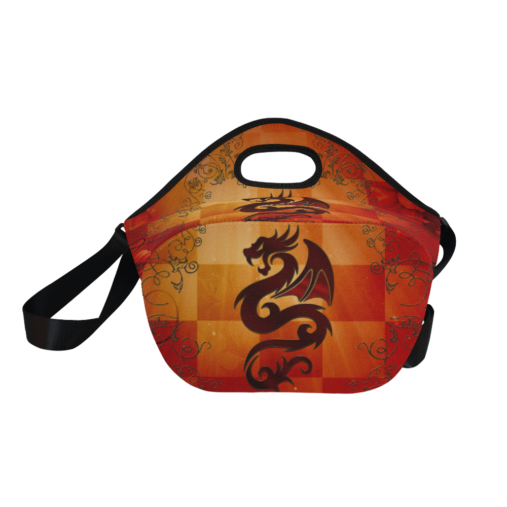 Tribal dragon  on vintage background Neoprene Lunch Bag/Large (Model 1669)