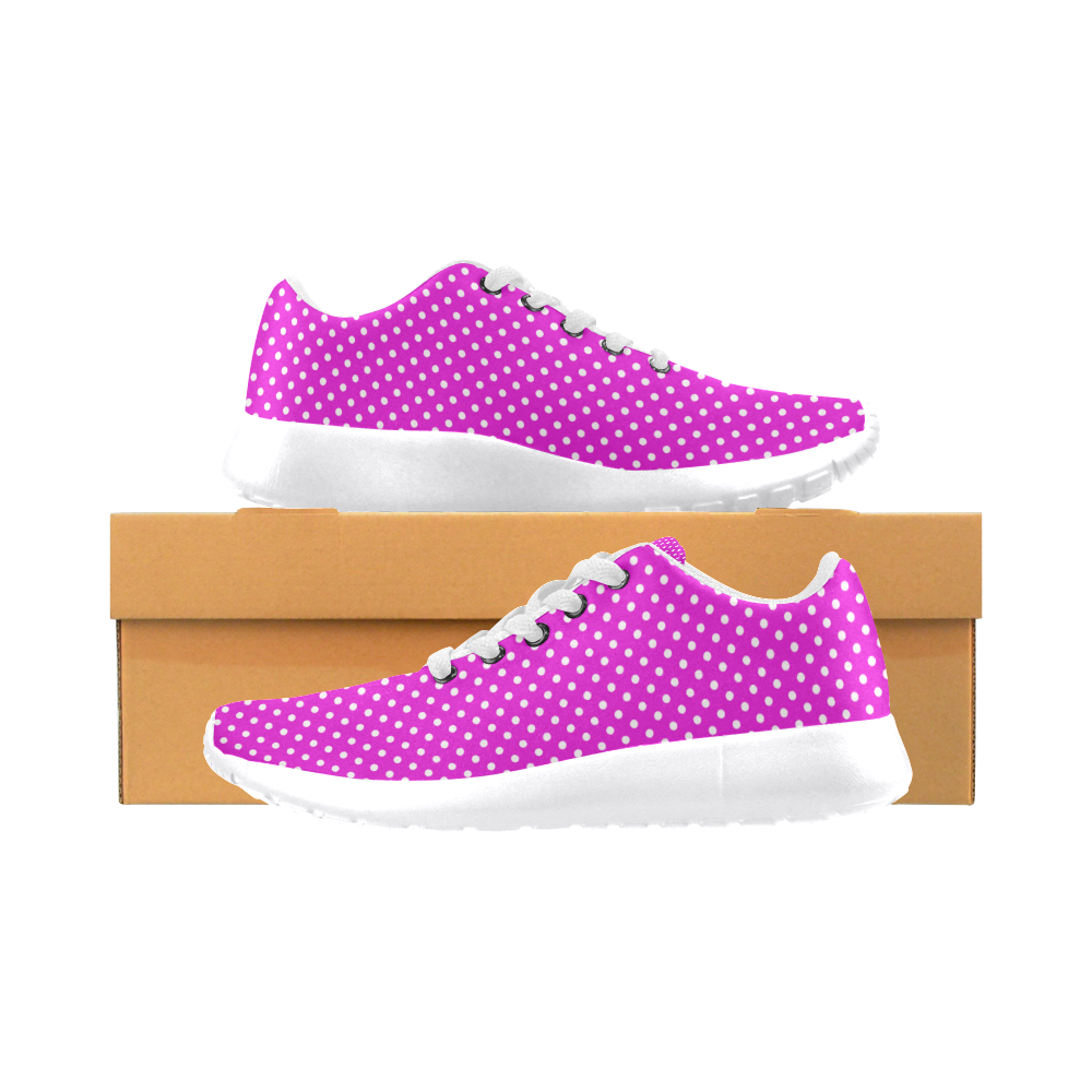 Pink polka dots Women's Running Shoes/Large Size (Model 020)