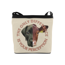 Vegan Cow and Dog Design with Slogan Crossbody Bags (Model 1613)