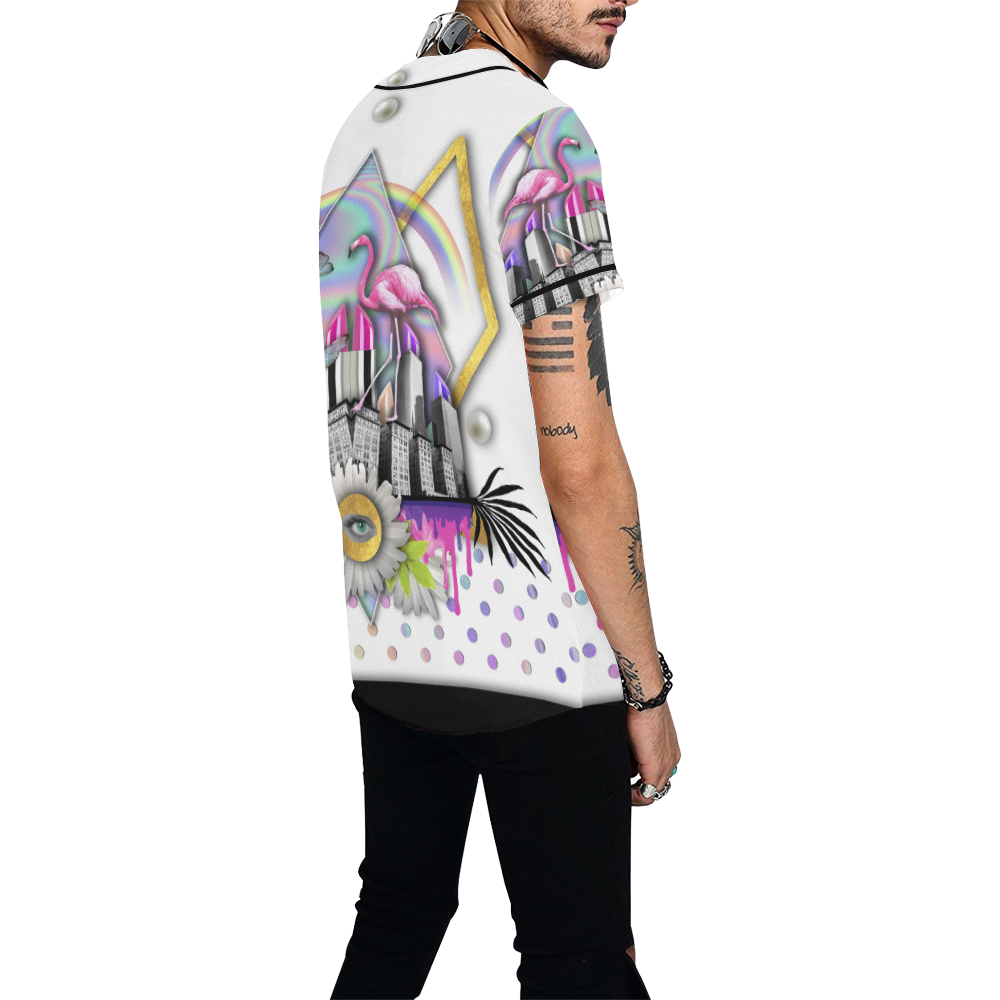 Collage- Urban Beauty - Gloria Sanchez All Over Print Baseball Jersey for Men (Model T50)