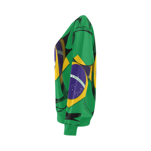 The Flag of Brazil All Over Print Crewneck Sweatshirt for Women (Model H18)