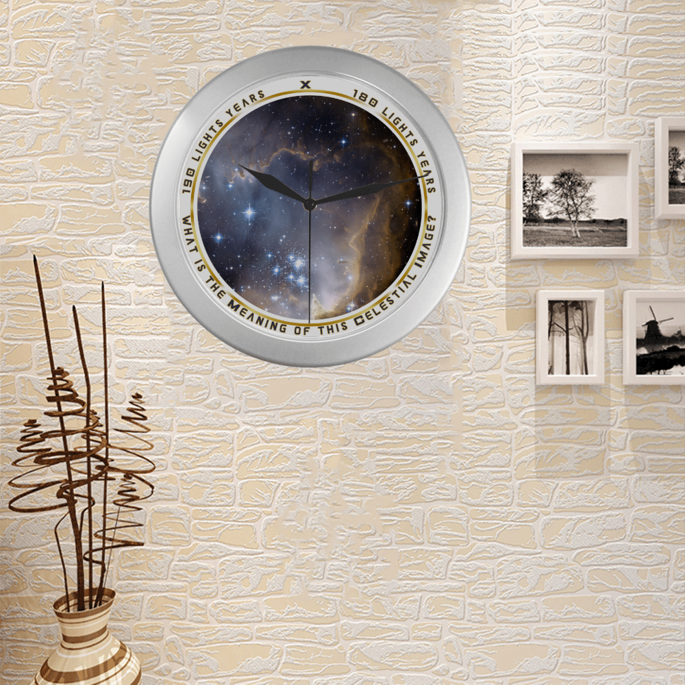 Celestial-Image-Clock English Silver Color Wall Clock