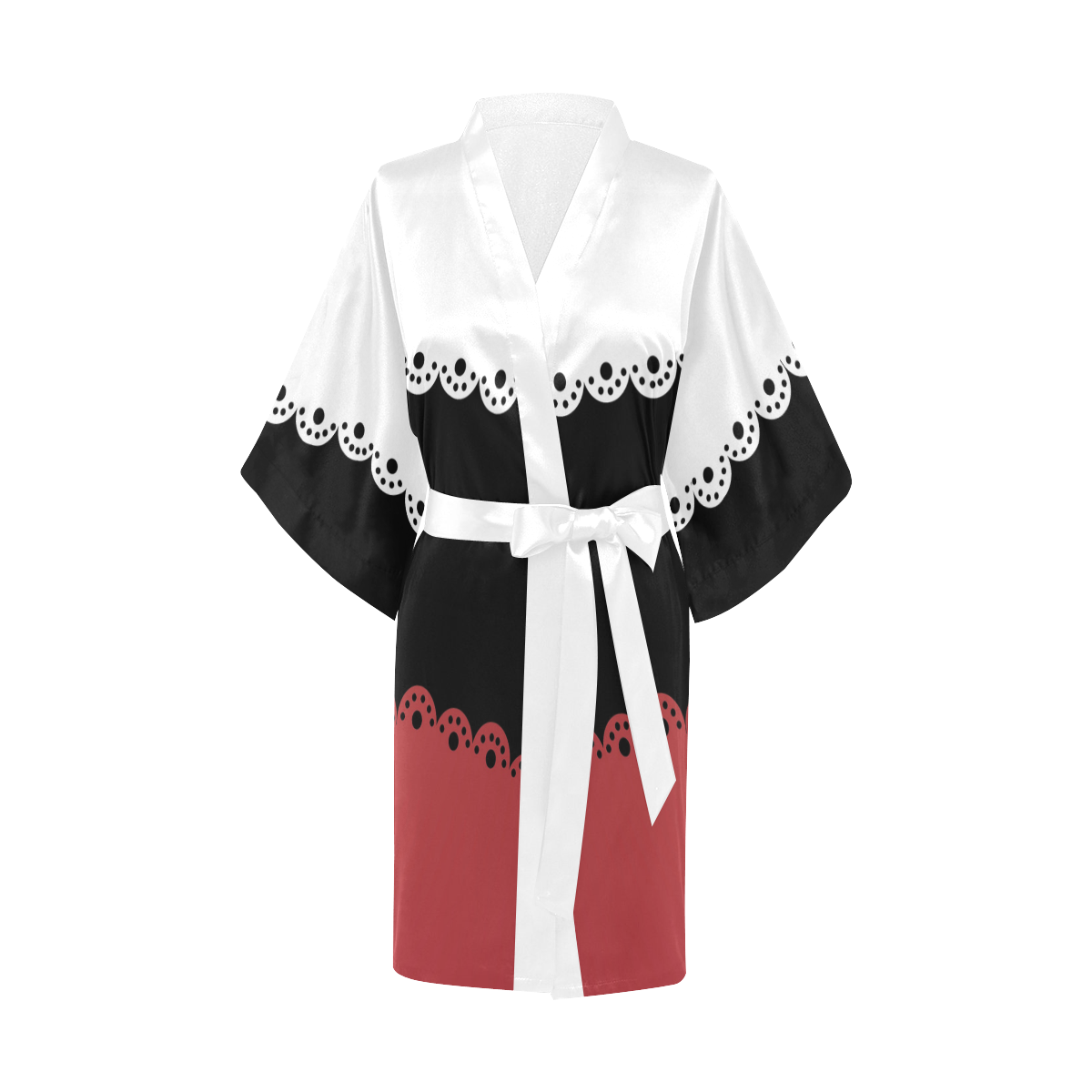 Red Black White Lace 3 Kimono Robe