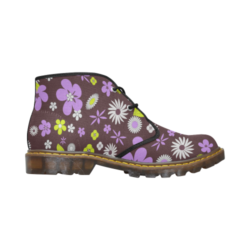 FLORAL DESIGN 4 Women's Canvas Mid-Top Boots (Model 2402-1)