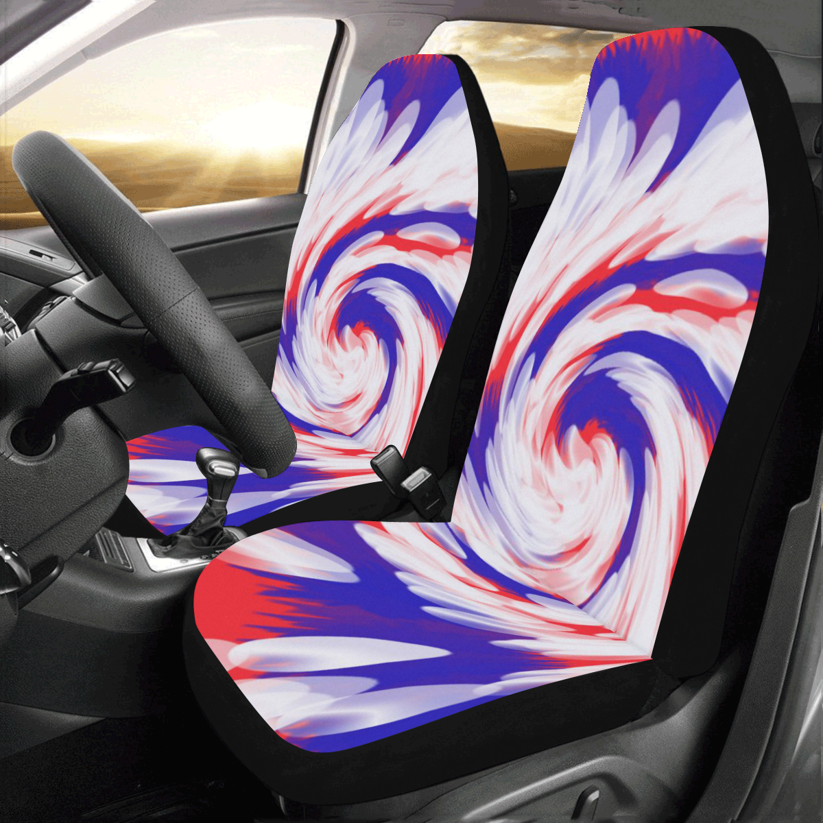 Red White Blue USA Patriotic Abstract Car Seat Covers (Set of 2)