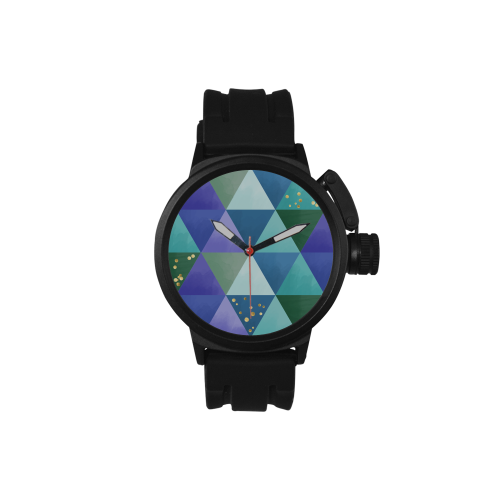 Triangle Pattern - Blue Violet Teal Green Men's Sports Watch(Model 309)