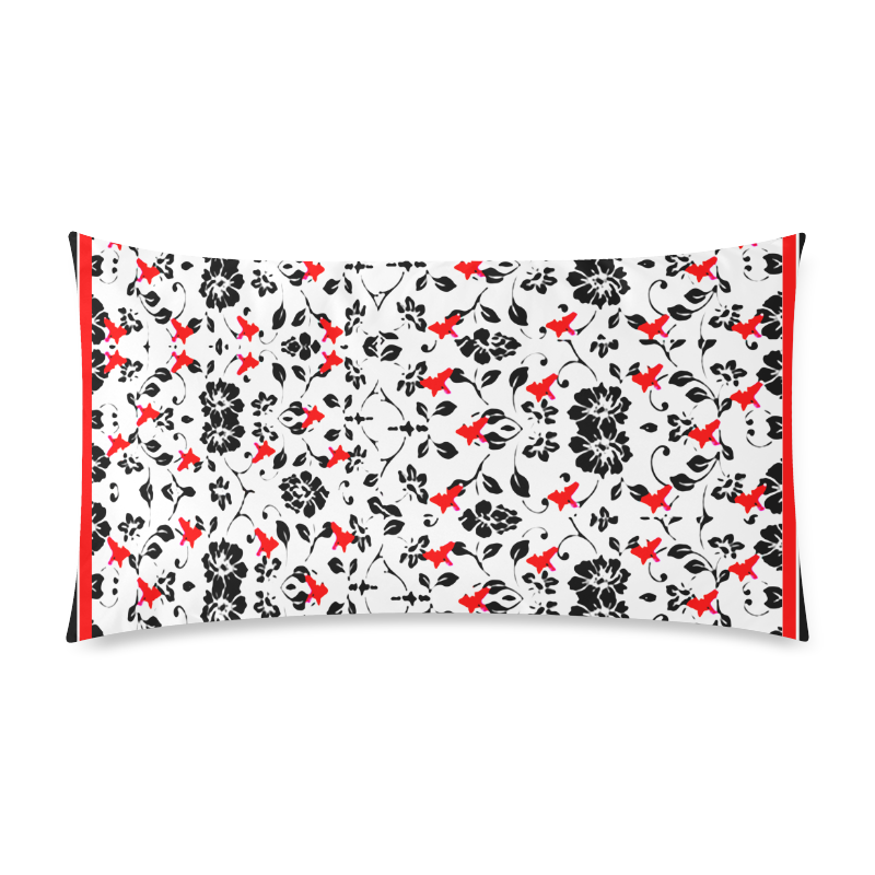 Tiny red and black florals rectangle_pillow_case_20x36 Rectangle Pillow Case 20"x36"(Twin Sides)