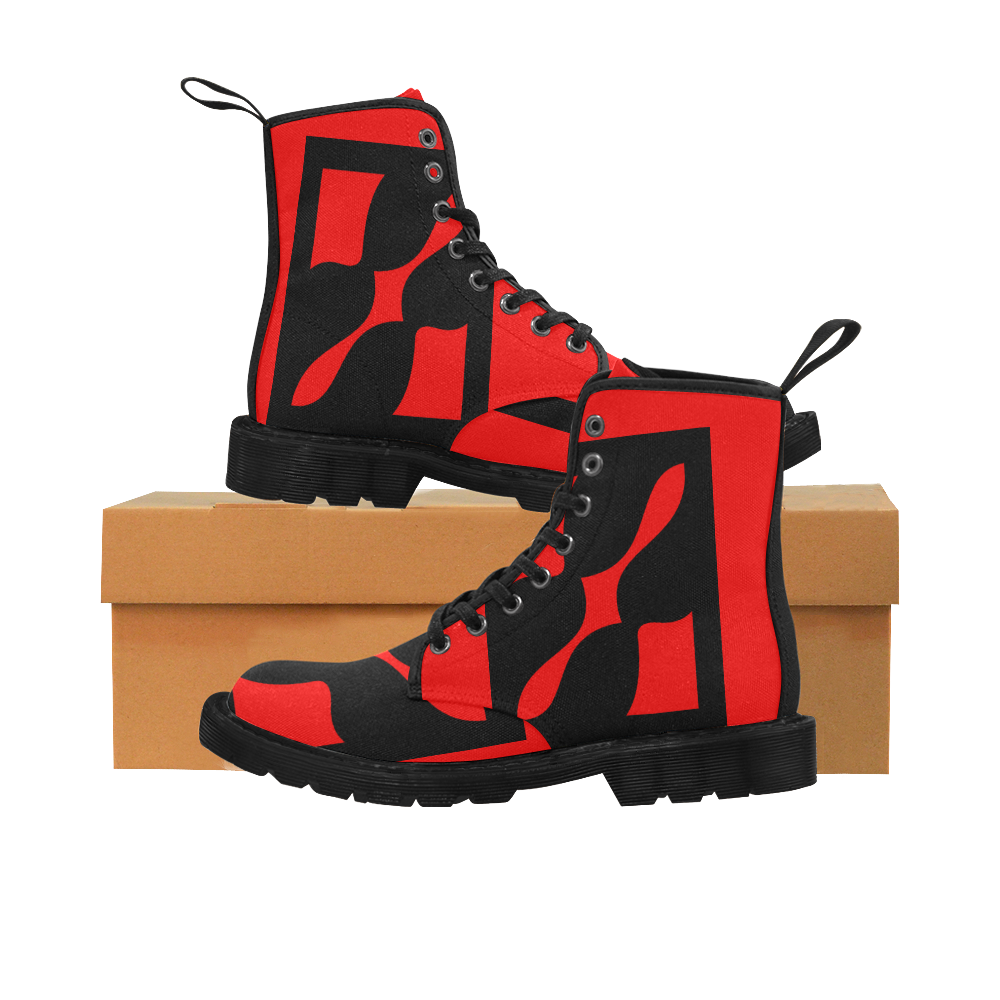 black ivolve in red Martin Boots for Men (Black) (Model 1203H)