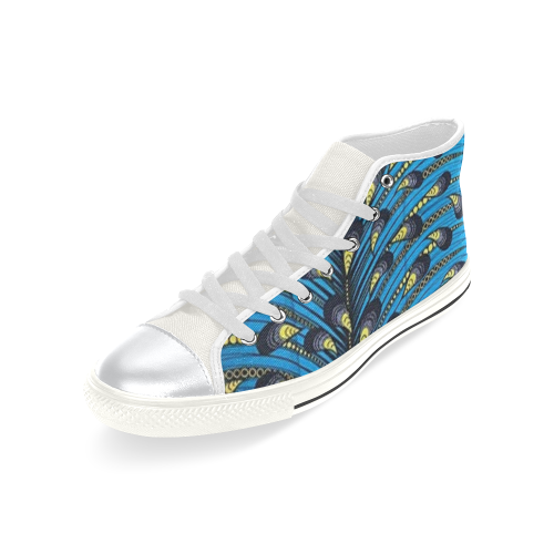 Whit dark blue afp Amerie' Bowde' High Top Canvas Shoes for Kid (Model 017)