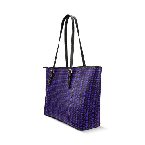 NUMBERS Collection Symbols Purple/Black Leather Tote Bag/Small (Model 1640)