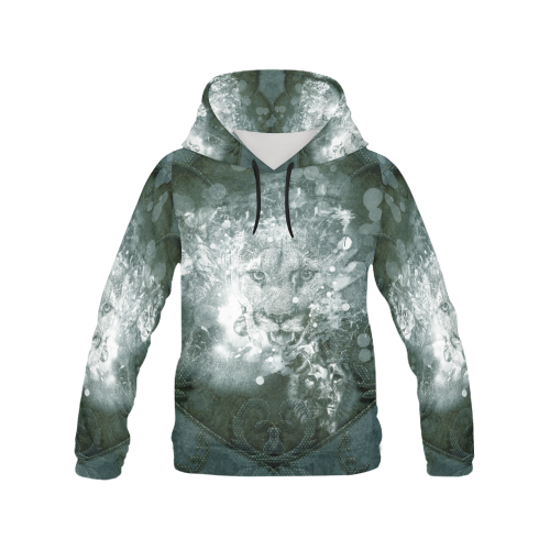 White lion All Over Print Hoodie for Women (USA Size) (Model H13)