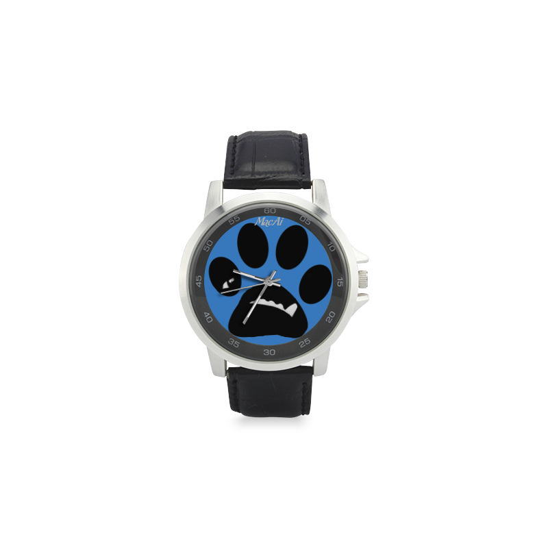 BooBooFace by MacAi in blue Unisex Stainless Steel Leather Strap Watch(Model 202)