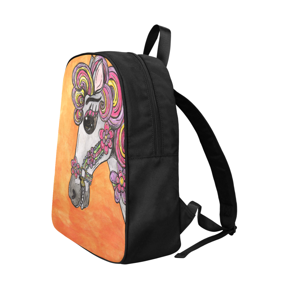 Carousel Horse Fabric Backpack Fabric School Backpack (Model 1682) (Large)
