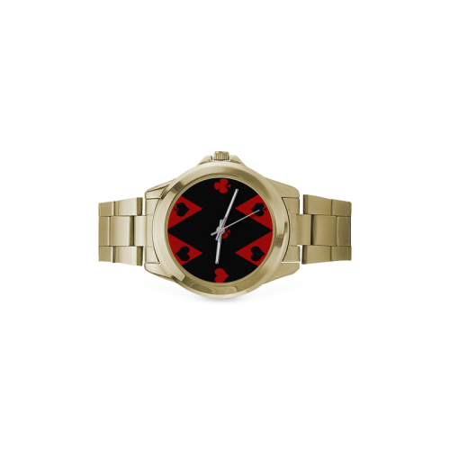 Las Vegas Black Red Play Card Shapes Custom Gilt Watch(Model 101)