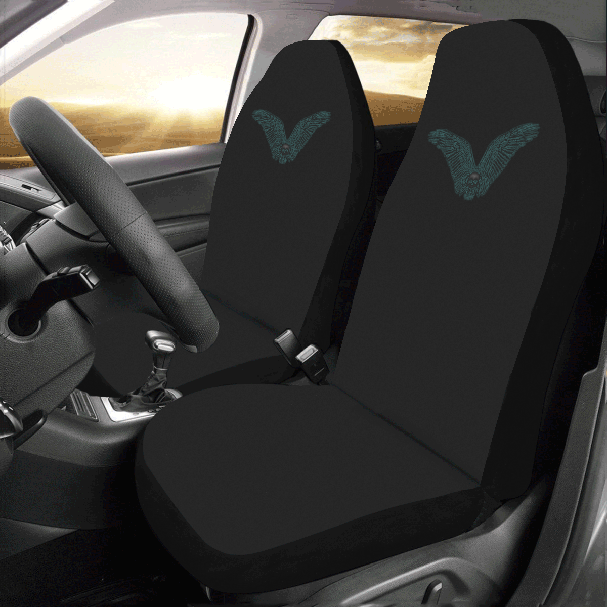 wings skull Car Seat Covers (Set of 2)