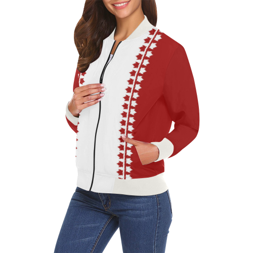 Classic Canada Bombr Jackets - Women's All Over Print Bomber Jacket for Women (Model H19)