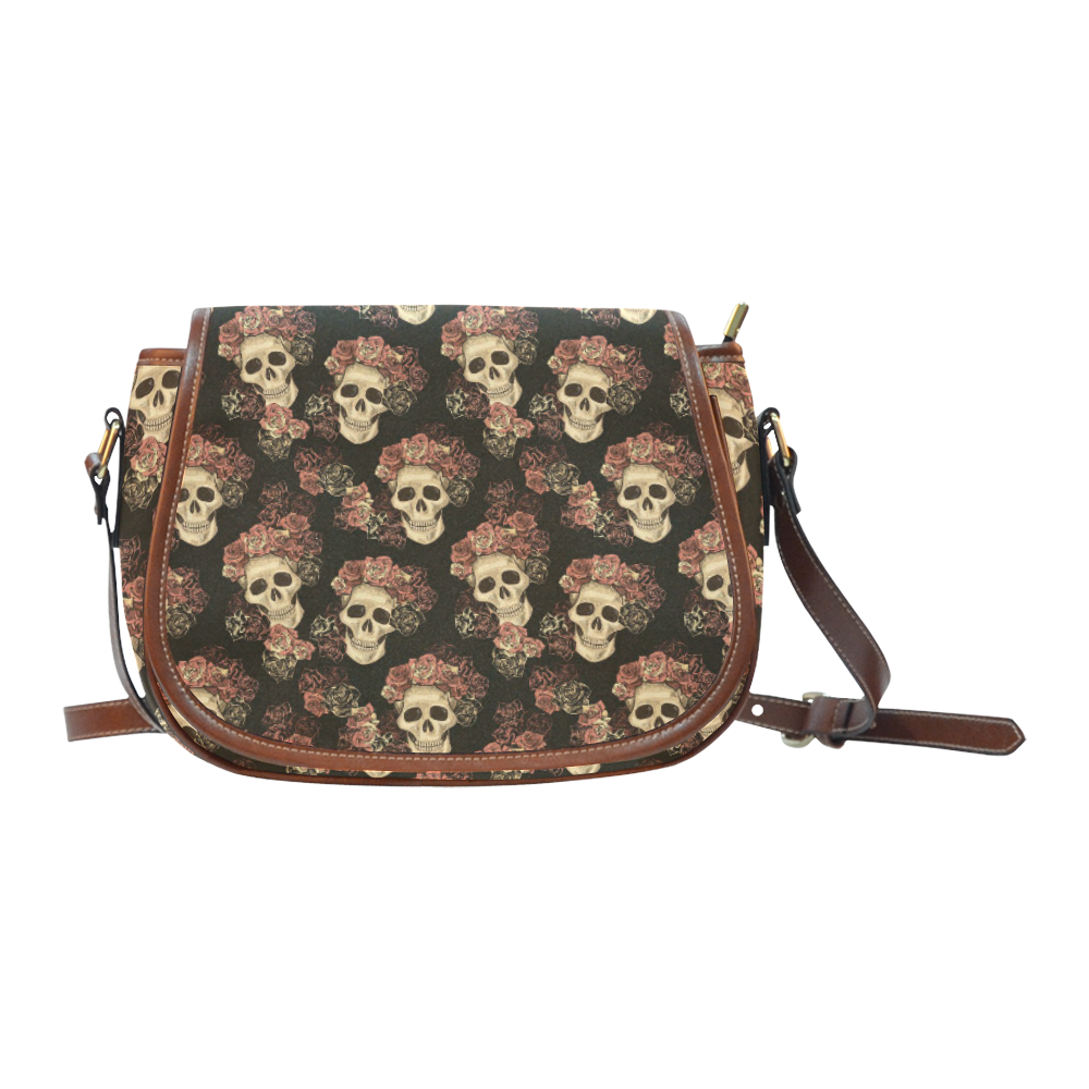Skull and Rose Pattern Saddle Bag/Small (Model 1649) Full Customization