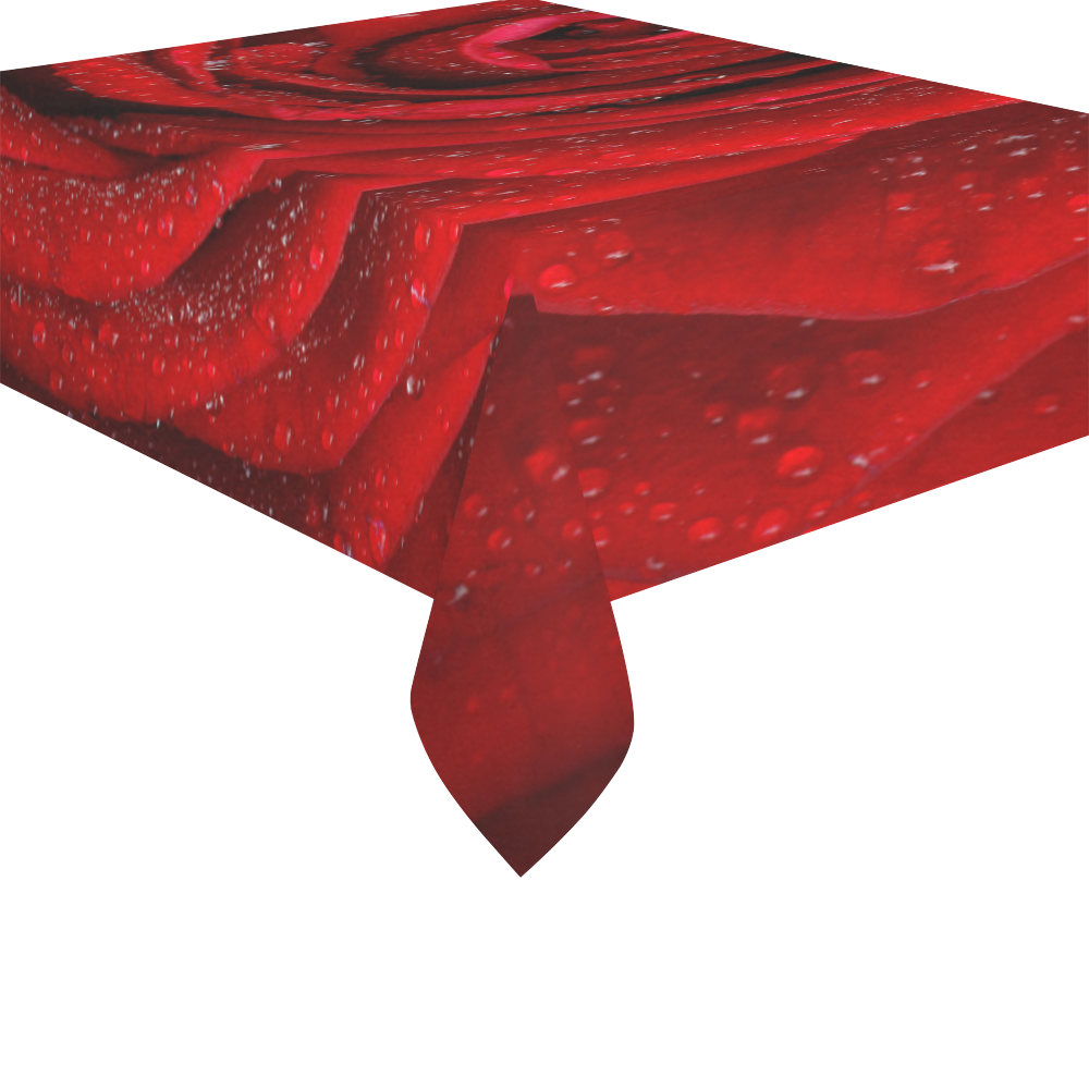 Red rosa Cotton Linen Tablecloth 52"x 70"