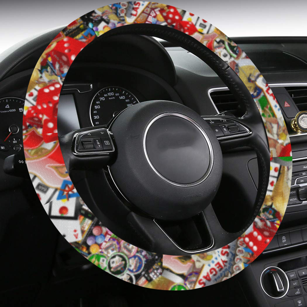 Las Vegas Icons Gamblers Delight Steering Wheel Cover with Anti-Slip Insert