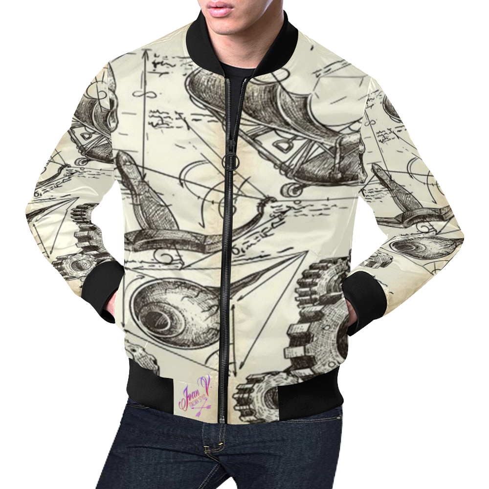 Da Vinci tribute, by Ivan Venerucci Italian Style All Over Print Bomber Jacket for Men (Model H19)