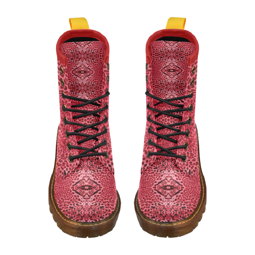 leopard red skin 2 design High Grade PU Leather Martin Boots For Women Model 402H