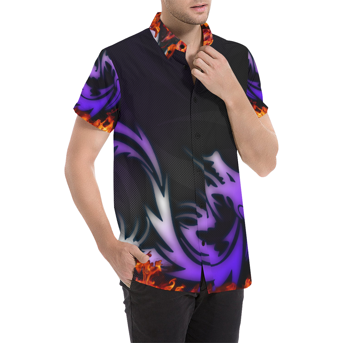 Burning Dragon Men's All Over Print Short Sleeve Shirt (Model T53)