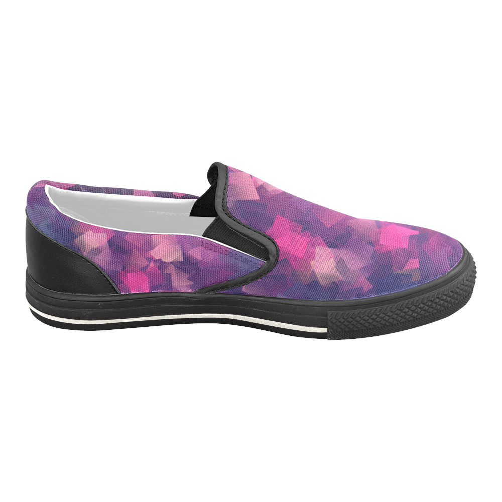 purple pink magenta cubism #modern Slip-on Canvas Shoes for Kid (Model 019)