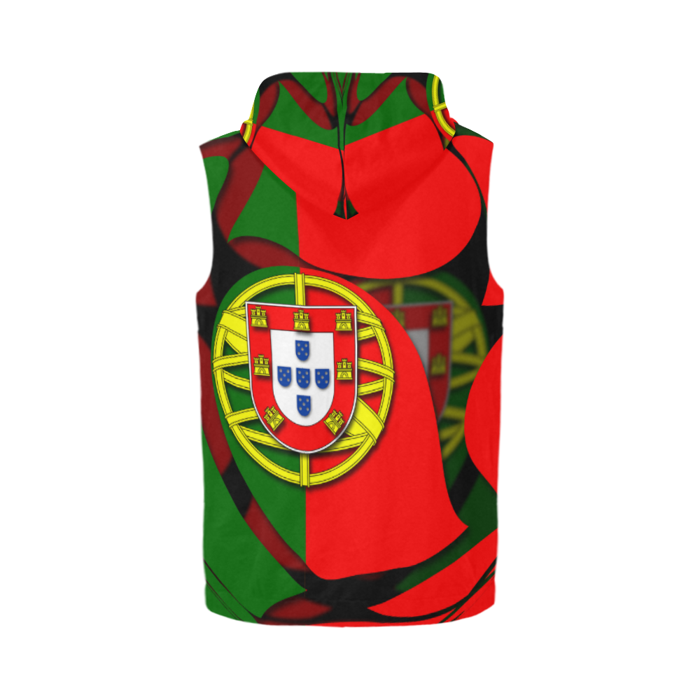 The Flag of Portugal All Over Print Sleeveless Zip Up Hoodie for Men (Model H16)