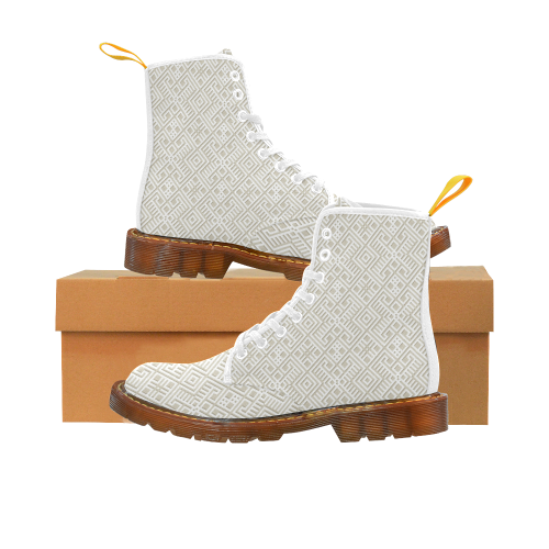 White 3D Geometric Pattern Martin Boots For Women Model 1203H