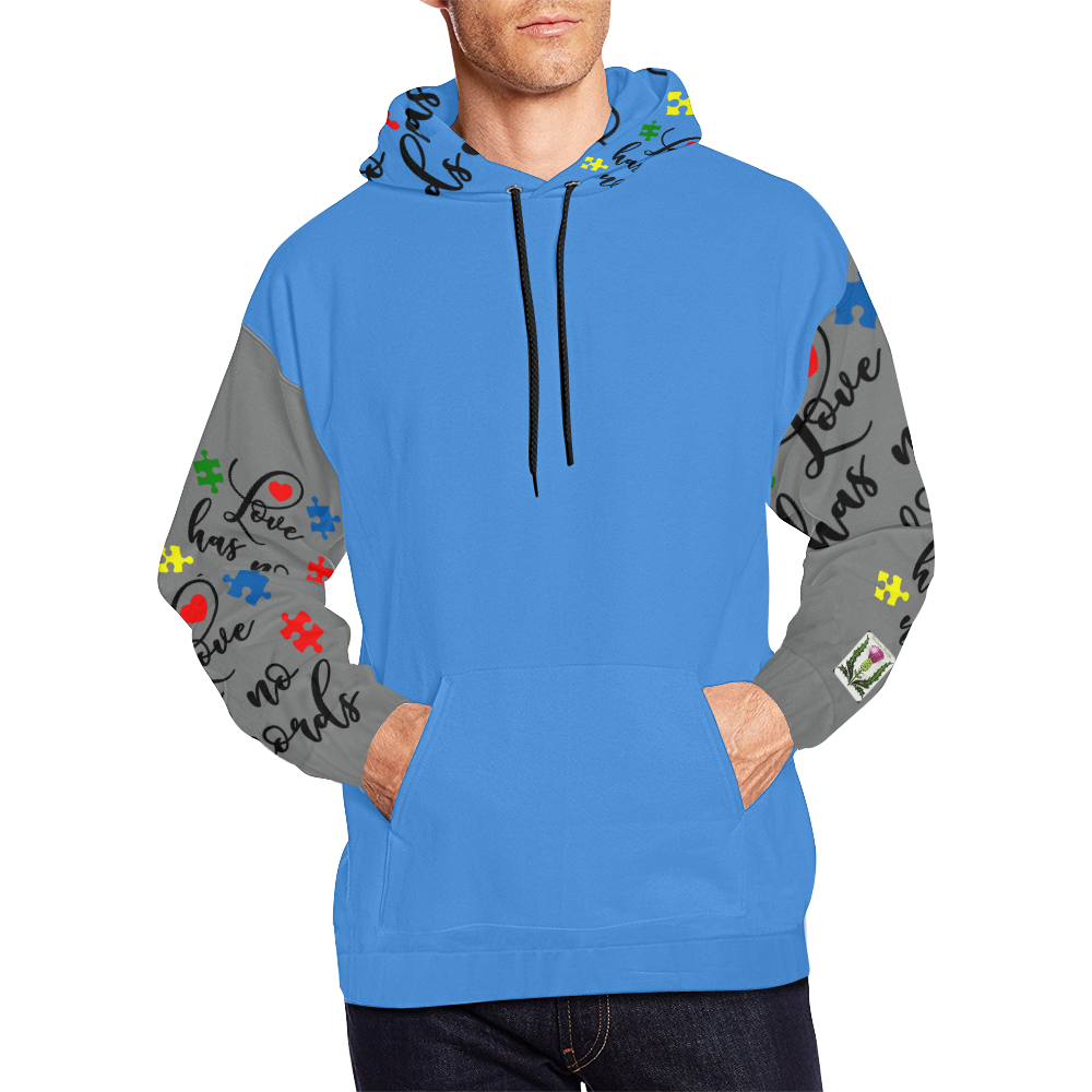 Fairlings Delight's Autism- Love has no words Men's Hoodie 53086Aa All Over Print Hoodie for Men (USA Size) (Model H13)