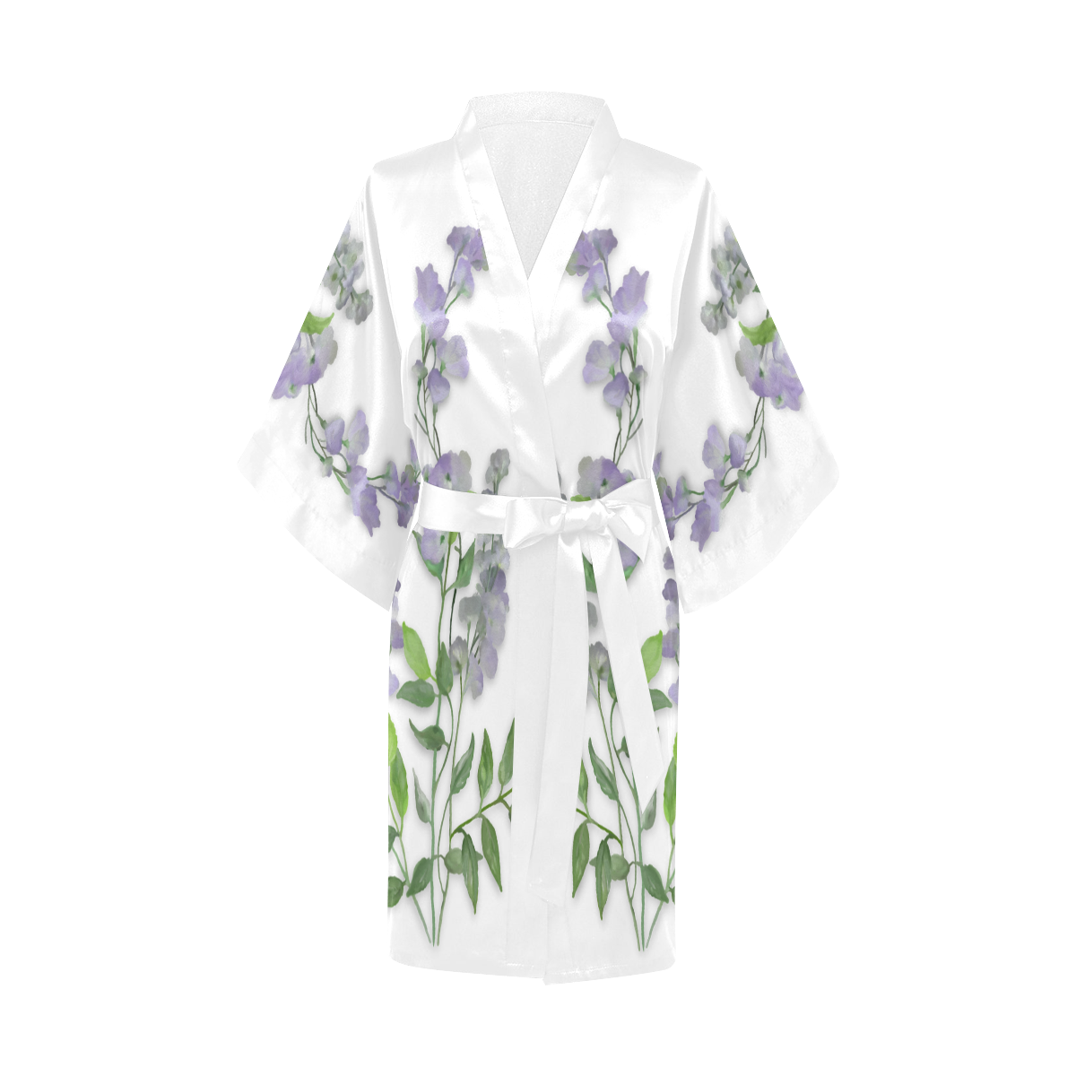 Purple tiny flower with shadow - floral watercolor Kimono Robe
