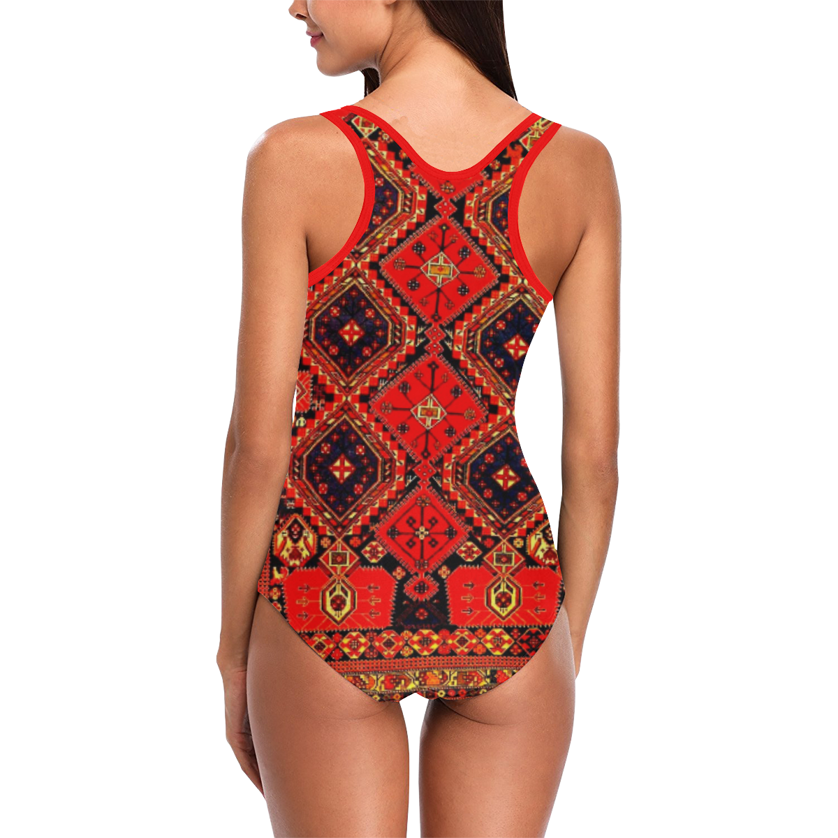 Azerbaijan Pattern 3 Vest One Piece Swimsuit (Model S04)