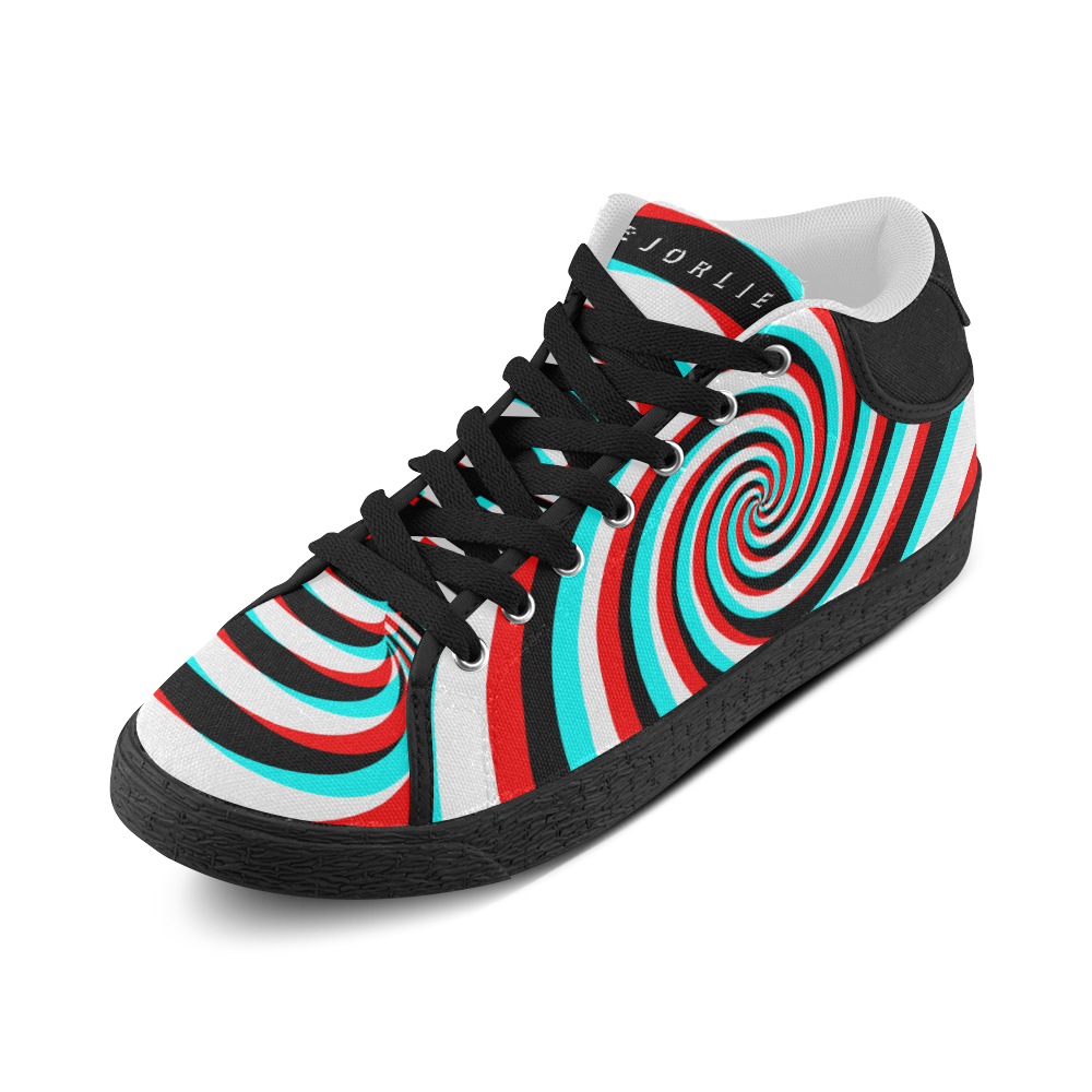 BJORLIE Spiral 3D Stereoscopic (Black/White/Red/Cyan) Men's Chukka Canvas Shoes (Model 003)