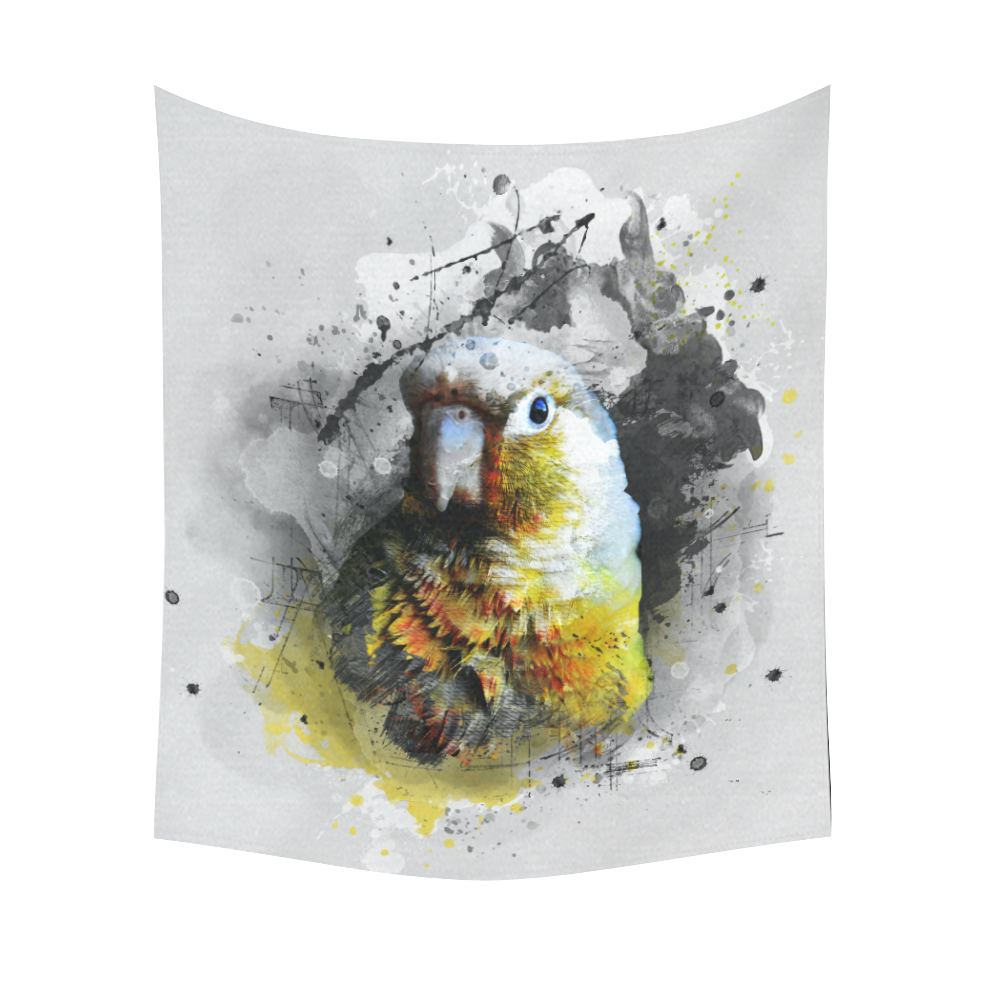 bird parrot art #parrot #bird Cotton Linen Wall Tapestry 51"x 60"