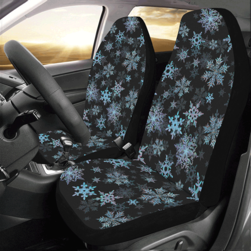 Snowflakes, Blue snow, Christmas Car Seat Covers (Set of 2)
