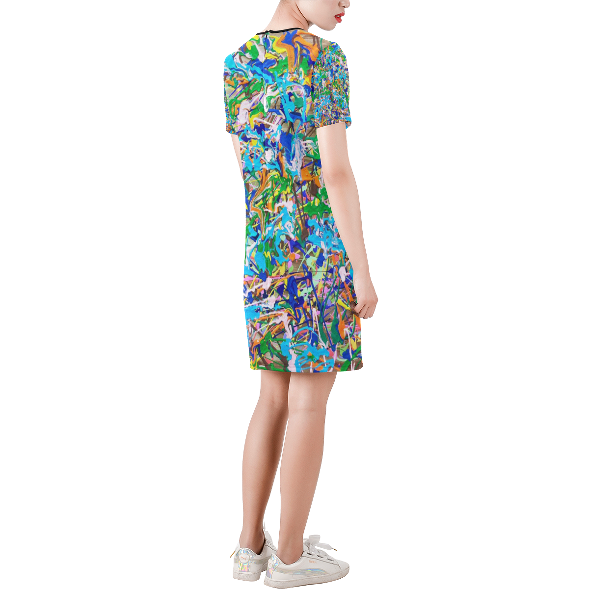 Chill Short-Sleeve Round Neck A-Line Dress (Model D47)