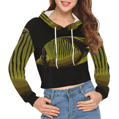 fish All Over Print Crop Hoodie for Women (Model H22)