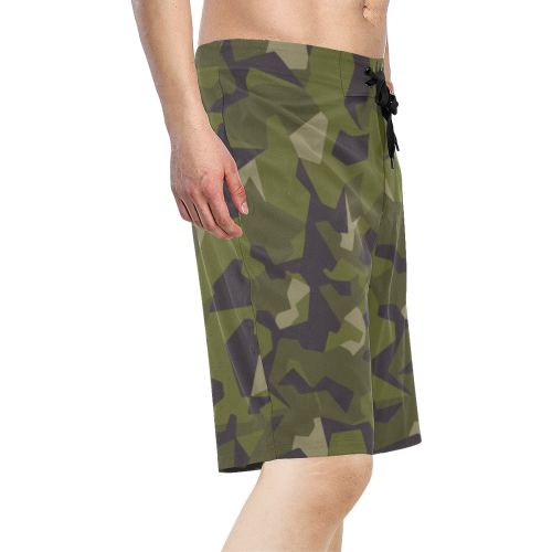 swedish M90 woodland camouflage Men's All Over Print Board Shorts (Model L16)