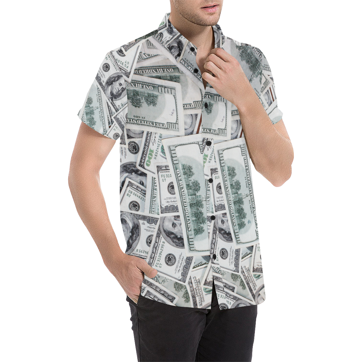 Cash Money / Hundred Dollar Bills Men's All Over Print Short Sleeve Shirt (Model T53)