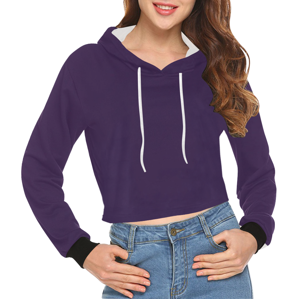 color Russian violet All Over Print Crop Hoodie for Women (Model H22)