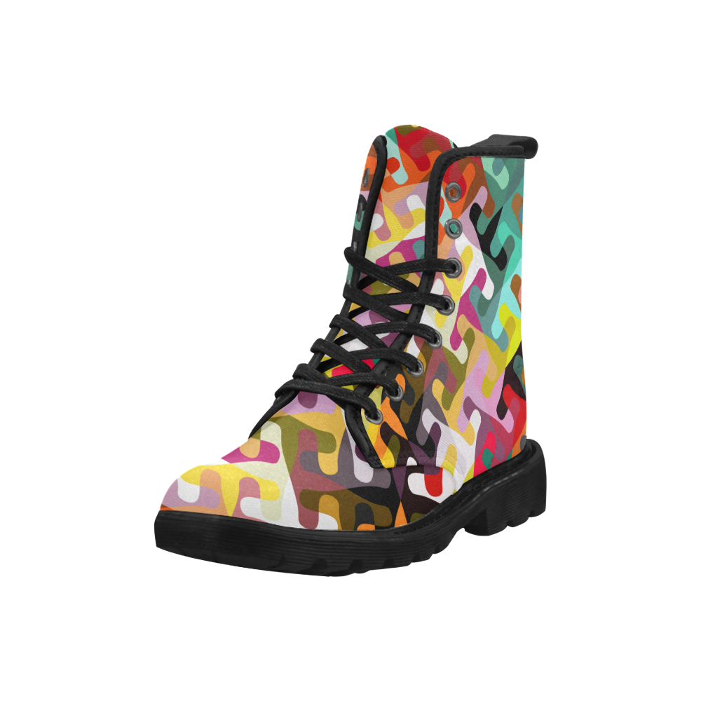 Colorful shapes Martin Boots for Women (Black) (Model 1203H)