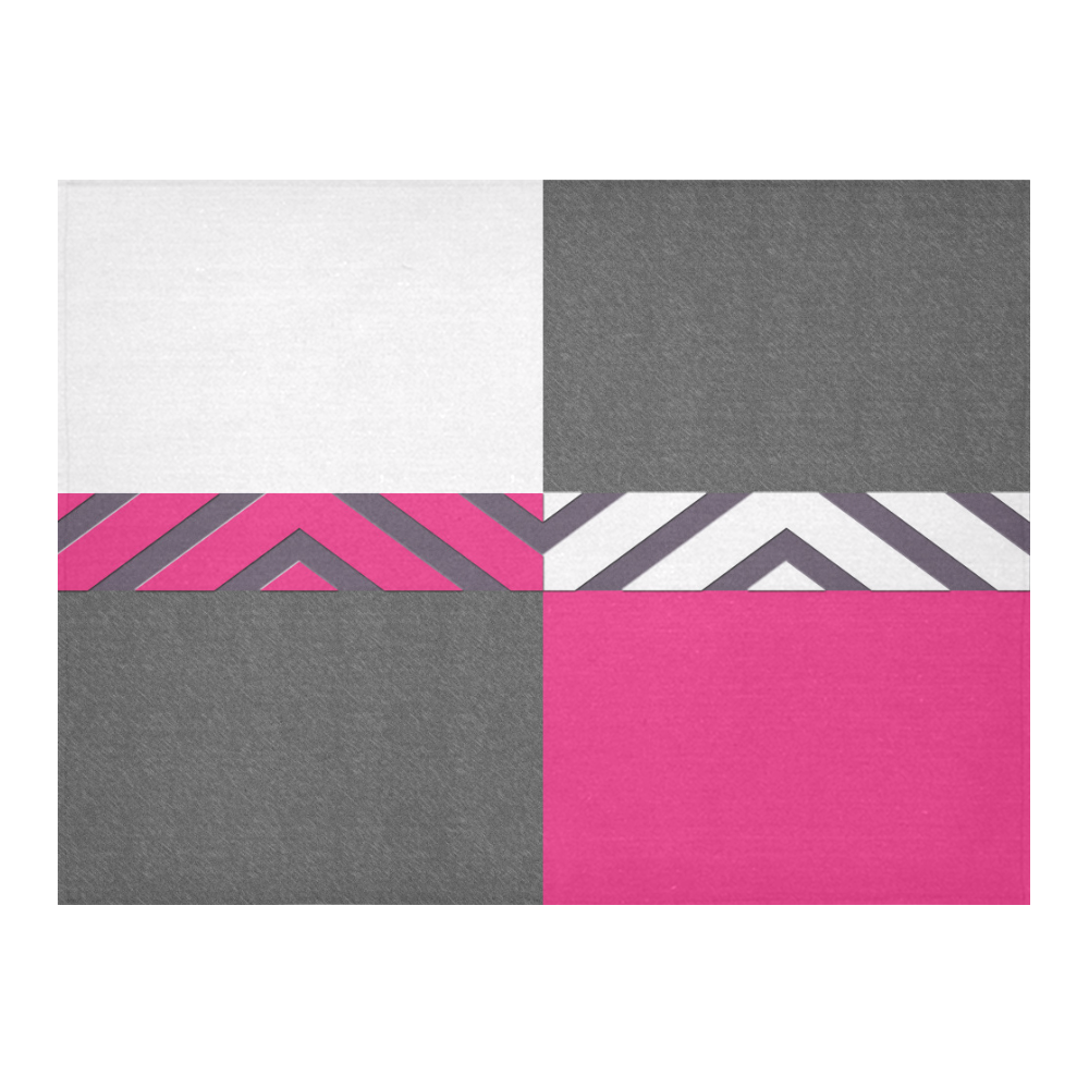Monochrome Pink Tiles Cotton Linen Tablecloth 52"x 70"
