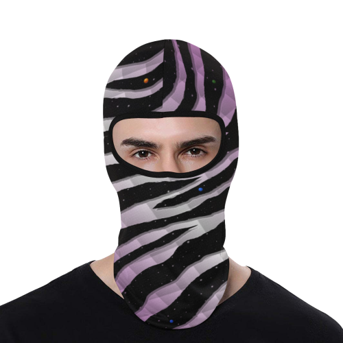 Ripped SpaceTime Stripes - Purple/White All Over Print Balaclava