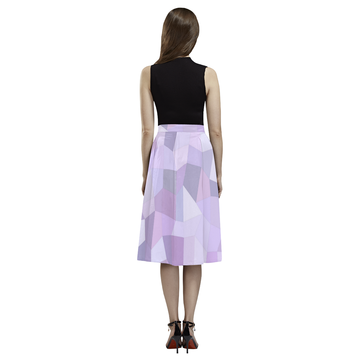 Pastel Purple Mosaic Aoede Crepe Skirt (Model D16)