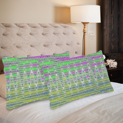 Colorful Pastel Zigzag Waves Pattern Custom Pillow Case 20"x 30" (One Side) (Set of 2)