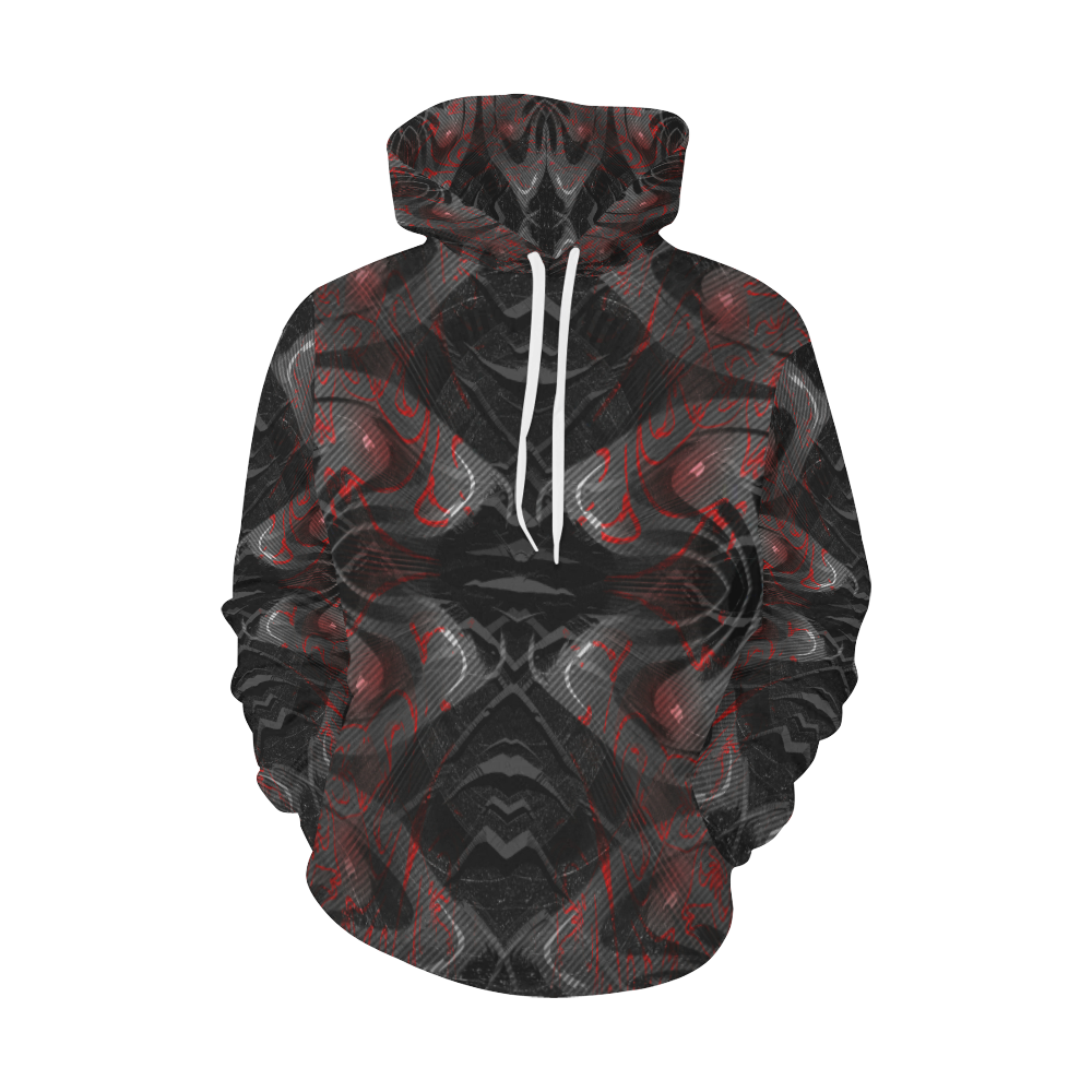 Red Dribled Voice Crew All Over Print Hoodie for Women (USA Size) (Model H13)