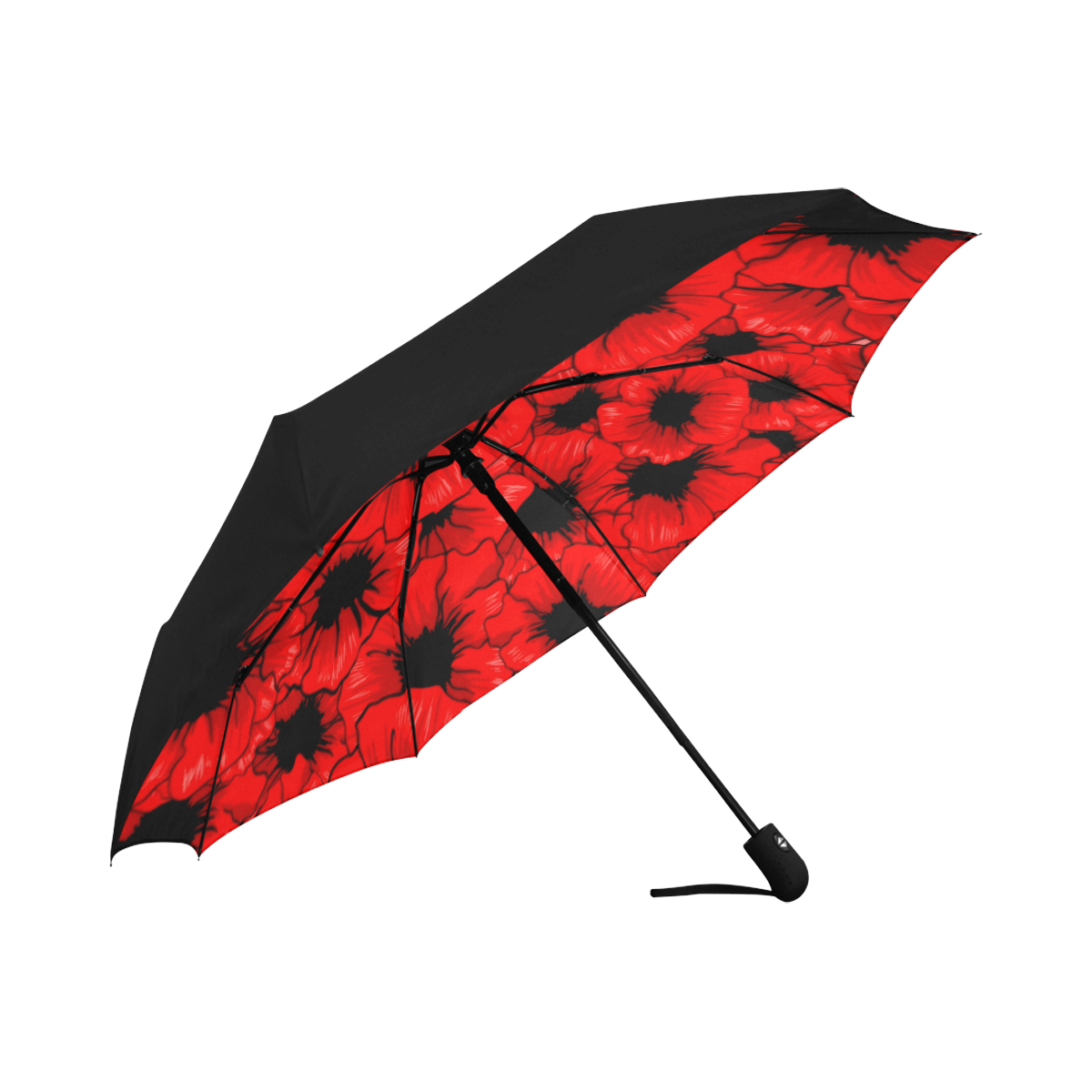 Red Flowers Anti-UV Auto-Foldable Umbrella (Underside Printing) (U06)